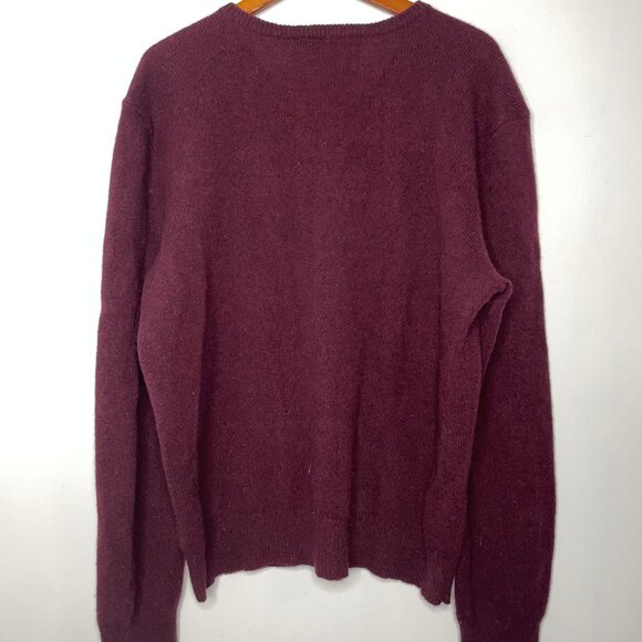Polo Ralph Lauren Men's Sweater Lambswool Size XL V-Neck Maroon Long Sleeve - Picture 5 of 8
